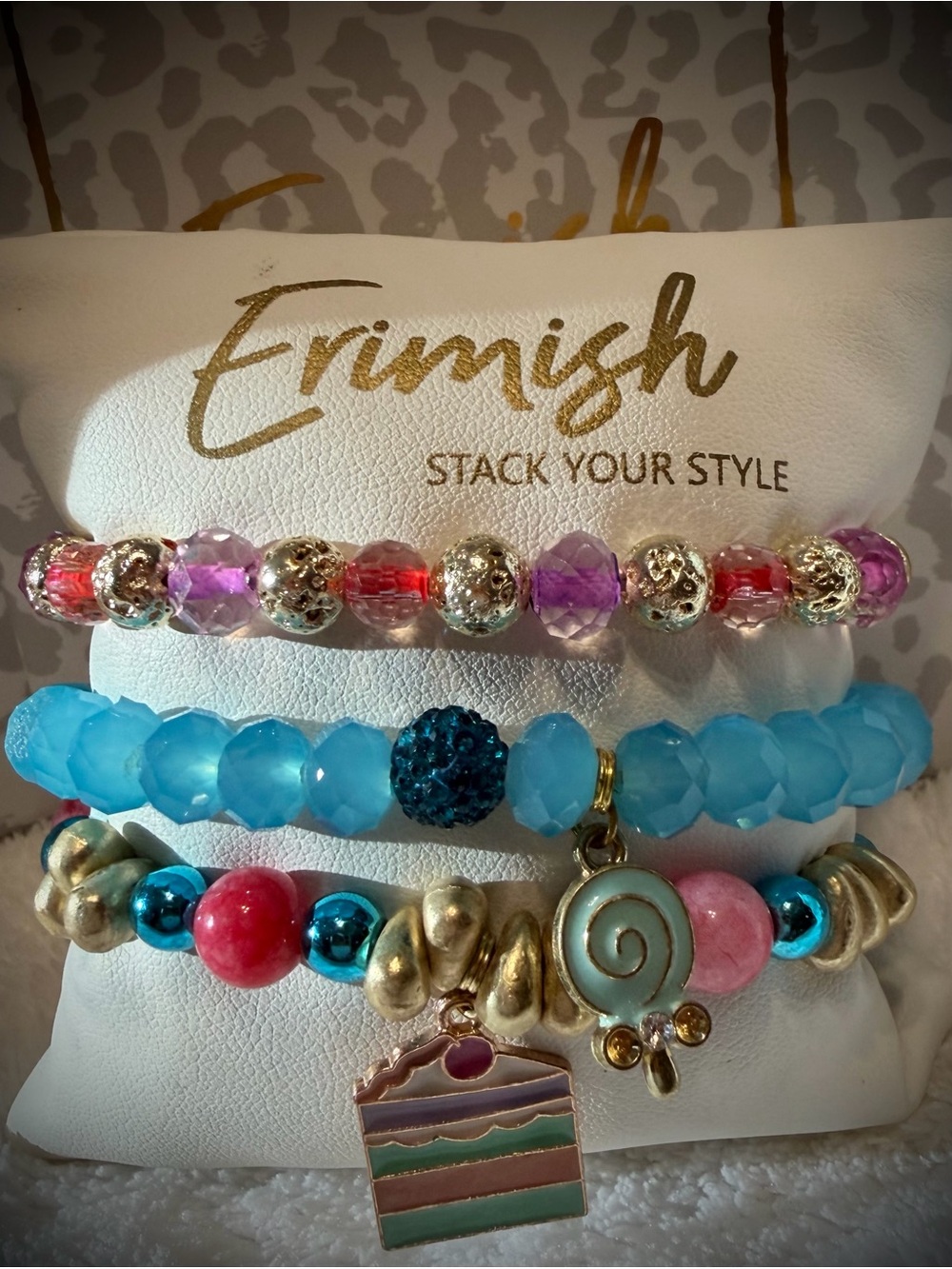 New ERIMISH Bracelets 3 Pc- Blue & Gold - Custom Regular, Kids or Extended Size
